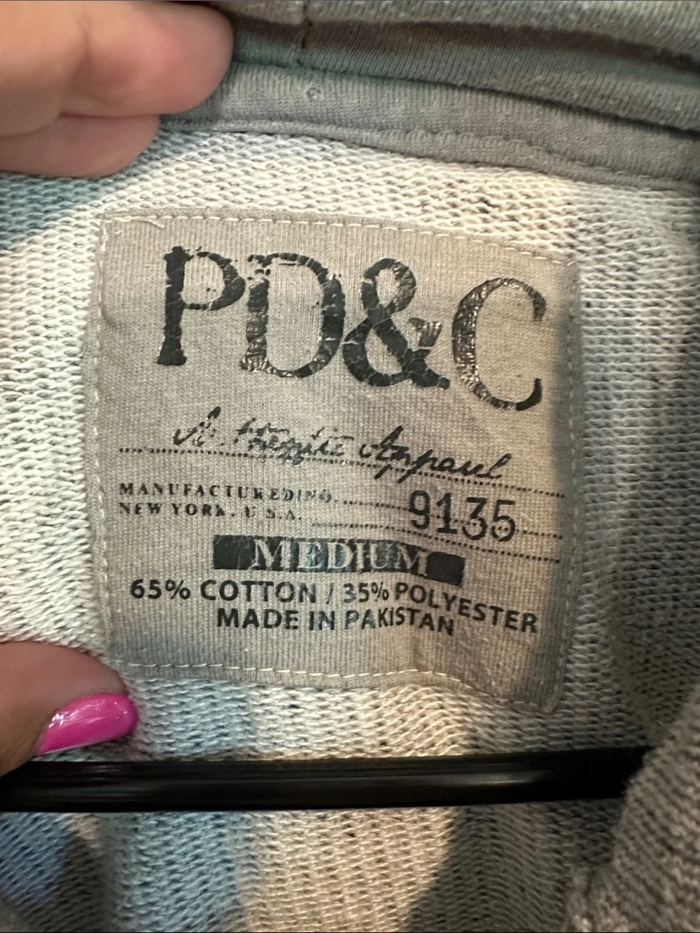 PD&C Light Gray Waffle-Knit Zip Hoodie with Dark Cord